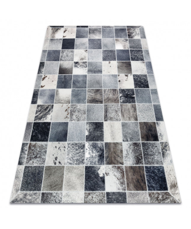 Kilimas PATCHWORK 21716 pilka - Karvės oda, kratinys