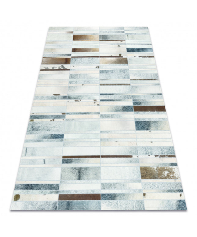 Kilimas PATCHWORK 21717 smėlio spalvos - Karvės oda, lentos