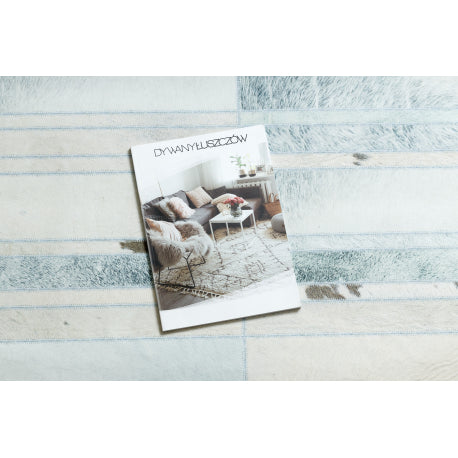 Kilimas PATCHWORK 21717 smėlio spalvos - Karvės oda, lentos