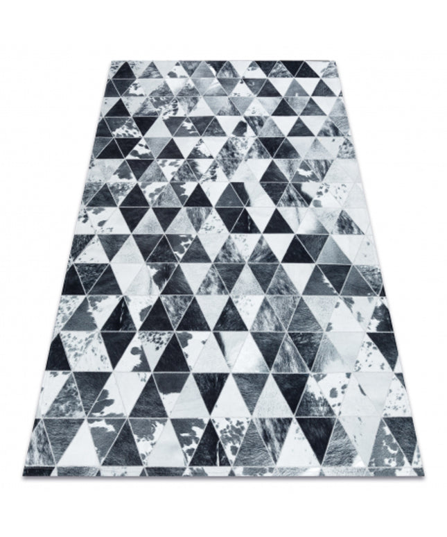 Kilimas PATCHWORK 21722 pilka - Karvės oda, Trikampiai