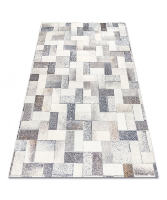 Kilimas PATCHWORK 21723 pilkas - Karvės oda, lentos