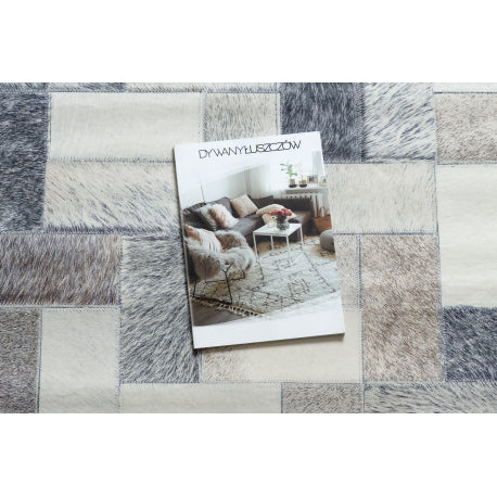 Kilimas PATCHWORK 21723 pilkas - Karvės oda, lentos