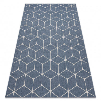 Kilimas sizalio virvelės FLAT 48721/591 kauliukai 3D mėlyna