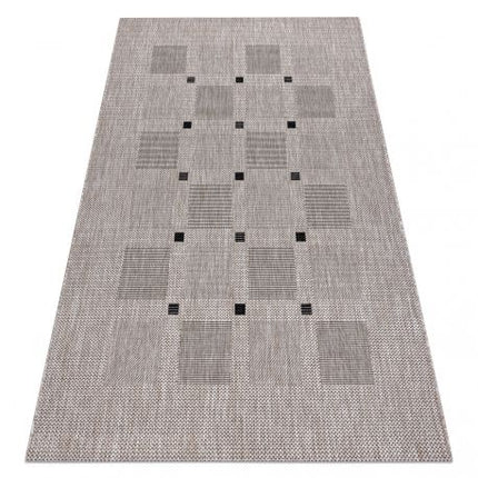 Kilimas sizalio virvelės FLOORLUX 20079 kvadratai sidabras / juoda