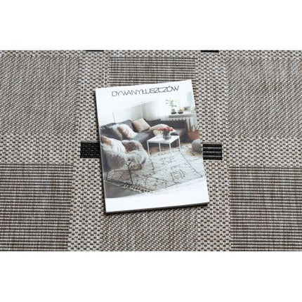 Kilimas sizalio virvelės FLOORLUX 20079 kvadratai sidabras / juoda