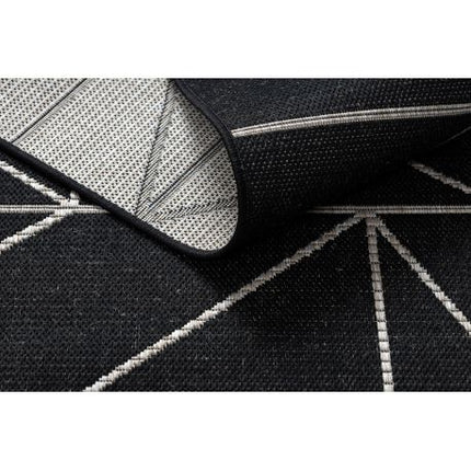 Kilimas sizalio virvelės FLOORLUX 20605 juoda / sidabras TRIKAMPIAI, geometrinis