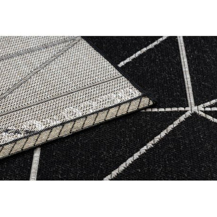 Kilimas sizalio virvelės FLOORLUX 20605 juoda / sidabras TRIKAMPIAI, geometrinis