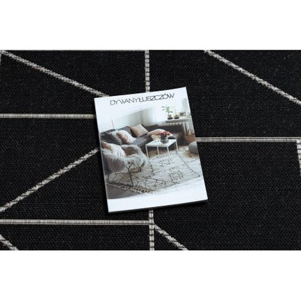 Kilimas sizalio virvelės FLOORLUX 20605 juoda / sidabras TRIKAMPIAI, geometrinis