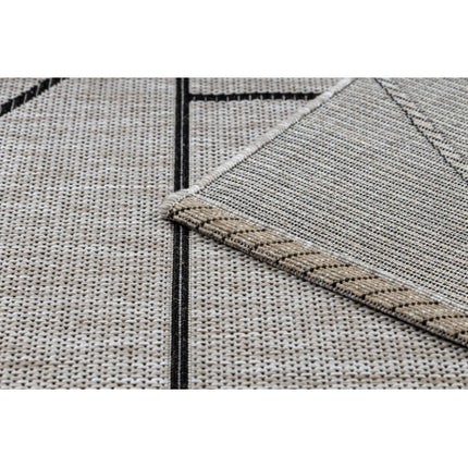 Kilimas sizalio virvelės FLOORLUX 20605 sidabras / juoda / smėlio spalvos TRIKAMPIAI, geometrinis