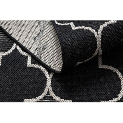 Kilimas sizalio virvelės FLOORLUX 20607 , Maroko dobilai, trellis juoda / sidabras