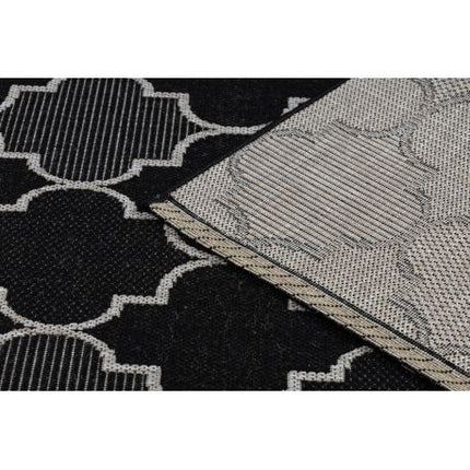 Kilimas sizalio virvelės FLOORLUX 20607 , Maroko dobilai, trellis juoda / sidabras