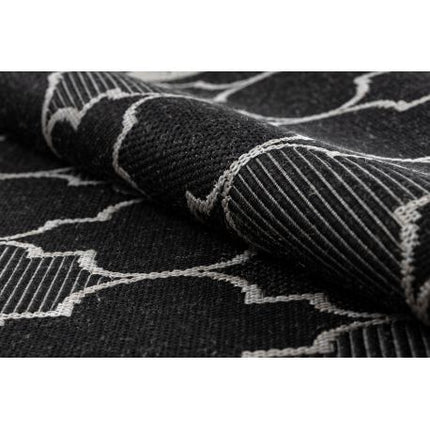 Kilimas sizalio virvelės FLOORLUX 20607 , Maroko dobilai, trellis juoda / sidabras