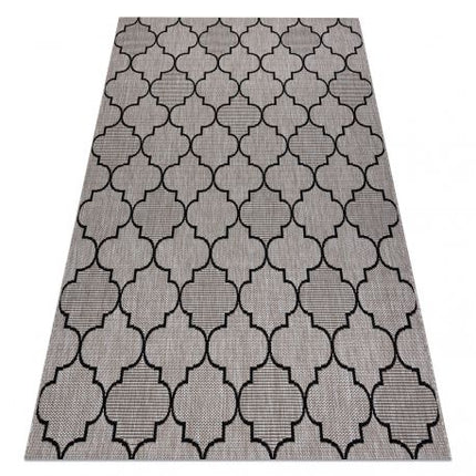 Kilimas sizalio virvelės FLOORLUX 20607 , Maroko dobilai, trellis sidabras / juoda