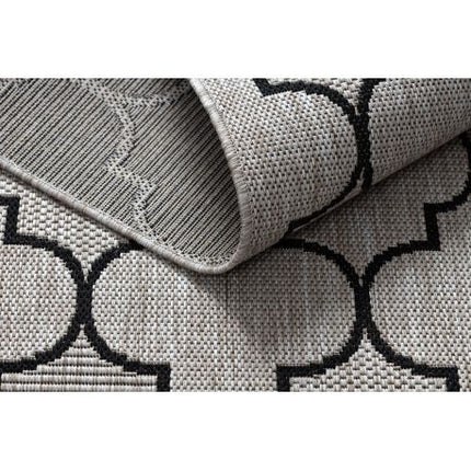 Kilimas sizalio virvelės FLOORLUX 20607 , Maroko dobilai, trellis sidabras / juoda