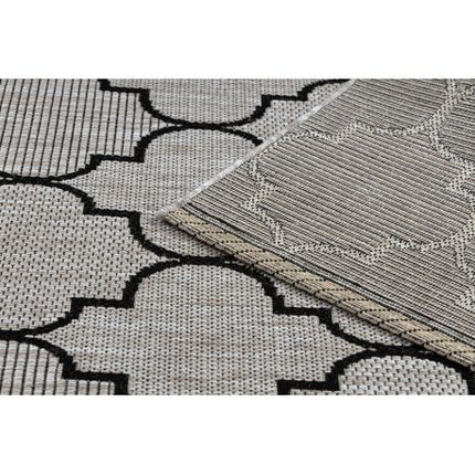 Kilimas sizalio virvelės FLOORLUX 20607 , Maroko dobilai, trellis sidabras / juoda