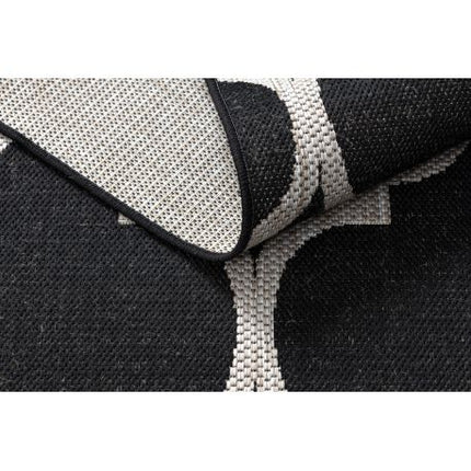 Kilimas sizalio virvelės FLOORLUX 20608 , Maroko dobilai, trellis juoda / sidabras