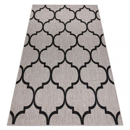 Kilimas sizalio virvelės FLOORLUX 20608 , Maroko dobilai, trellis sidabras / juoda