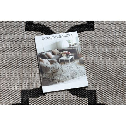Kilimas sizalio virvelės FLOORLUX 20608 , Maroko dobilai, trellis sidabras / juoda