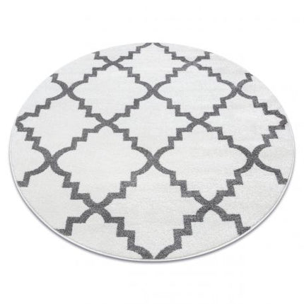 Kilimas SKETCH Apskritas kilimas - F343 kremastaas/pilka Maroko dobilai trellis