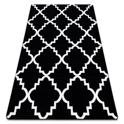 Kilimas SKETCH - F343 juoda/kremastaas Maroko dobilai trellis