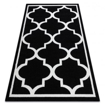 Kilimas SKETCH - F730 juoda/kremastaas Maroko dobilai trellis