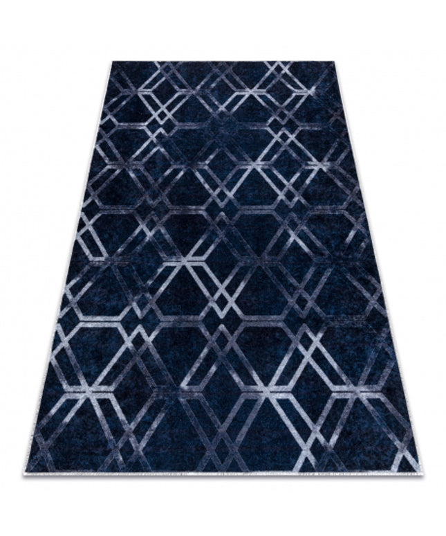 MIRO 51805.802 plovimo kilimas geometrinis, grotelės - mėlyna