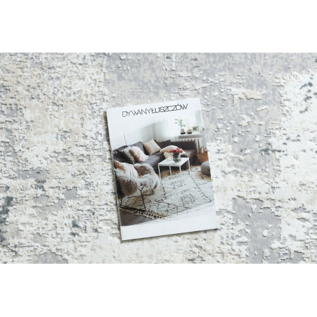 Modernus kilimas DUKE 51378 kreminis / pilka - Betonas, akmuo struktūrinis, labai minkštas, kutais