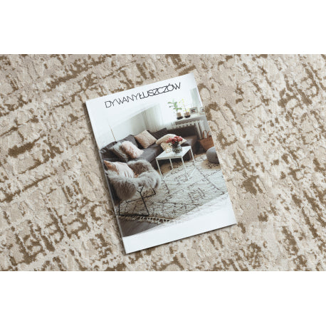 Modernus kilimas DUKE 51550 smėlio spalvos / kreminis - Grotelės, struktūrinis, labai minkštas, kutais