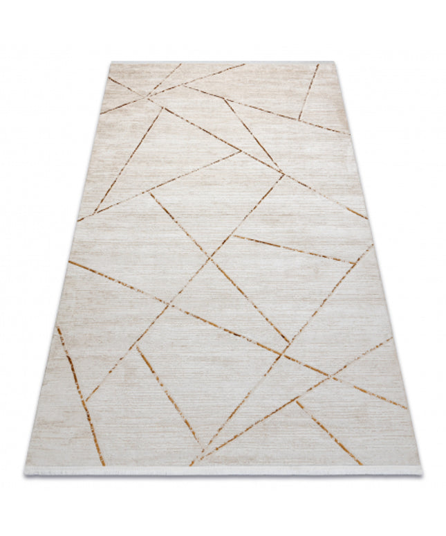 Modernus kilimas DUKE 51557 kreminis / aukso - Geometrinis, struktūrinis, labai minkštas, kutais