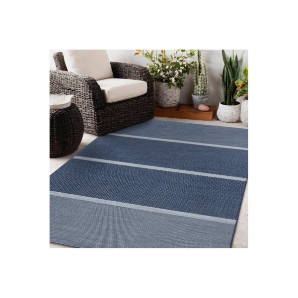 Dryžuotas mėlynas sizalio kilimas COLOR